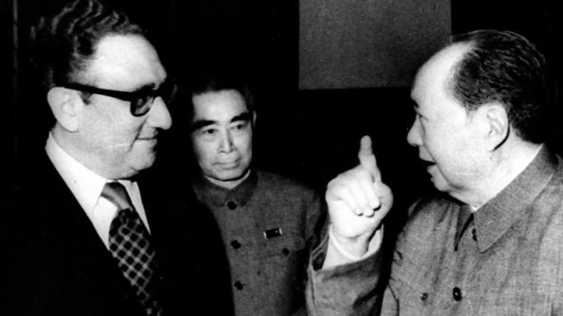 Henry Kissinger meets Mao Zedong and Premier Zhou En-lai in 1973.