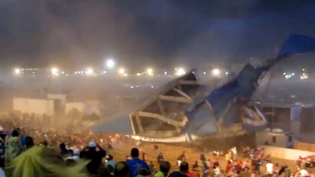 Stage collapse ...  five people were killed and more than 40 injured.