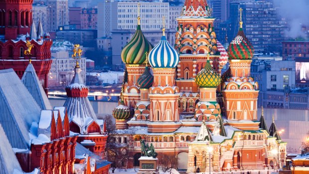 St.Basil Cathedral at Red Square in Moscow. 