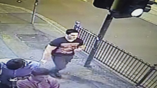 CCTV footage from the scene of a racial attack in Prahran on Sunday morning.