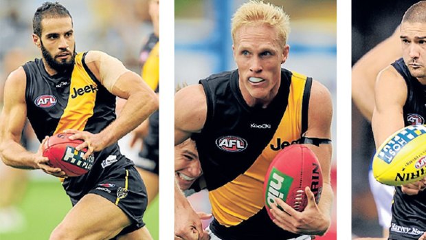 Richmond pro scout Blair Hartley’s other successes include (from left) Bachar Houli, Steven Morris and Shaun Grigg.