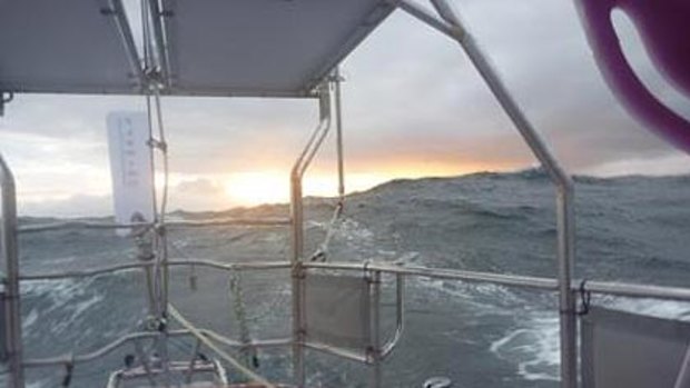 This picture, taken over the back of her boat  by Jessica Watson, shows the sun setting as she heads for Cape Horn.