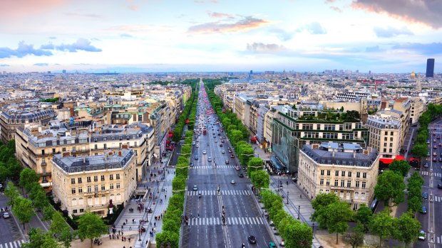 Champs Elysees from Arc de Triomphe, Paris.