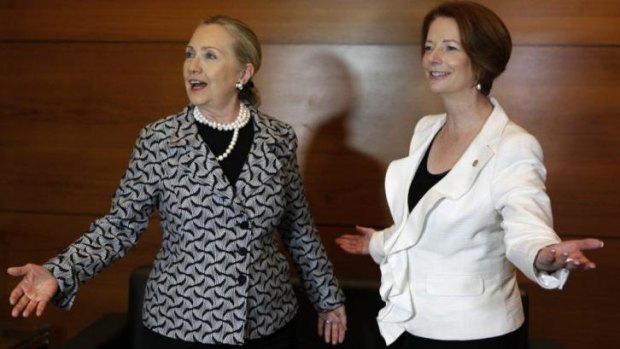 Former US secretary of state Hillary Clinton and Ms Gillard discussed their experiences with sexism during their time in government.