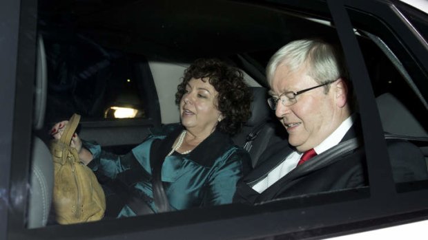 Blame game: Prime Minister Kevin Rudd and his wife Therese Rein leave their home in Brisbane.