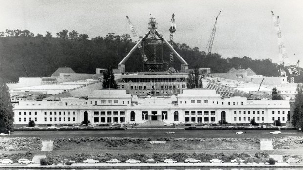 Construction of New Parliament House, Canberra, 26 April 1988.
