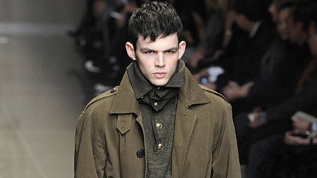 Tom Nicon walks the runway for Burberry Prorsum in January.