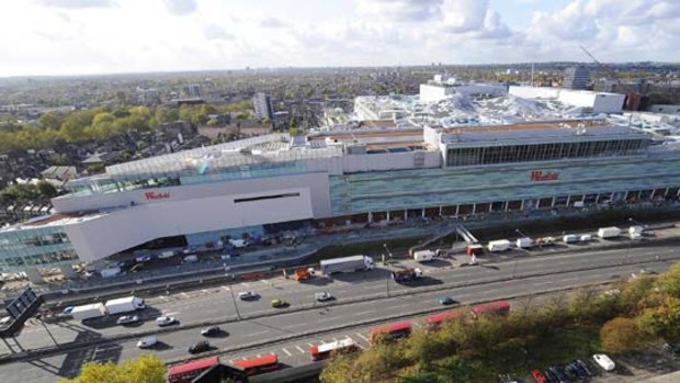 An aerial photograph of the Westfield London shopping centre in Shepherds Bush in west London, which opens this week after 20 years of planning by the Australian shopping centre developer.