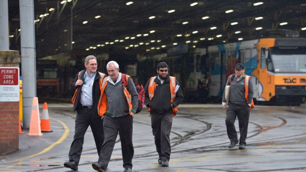 Tram workers walk out during the last tram strike.