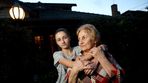 12-year-old Aristea with her grandmother Voula.