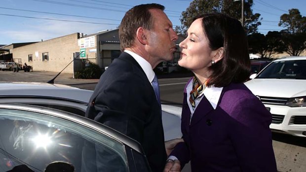Victor: Tony Abbott and new female MP Sarah Henderson, a former ABC TV presenter.