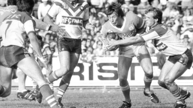 Craig Bellamy takes on the Canterbury defence at Seiffert Oval in 1984. The Raiders will return to their spiritual home next year.