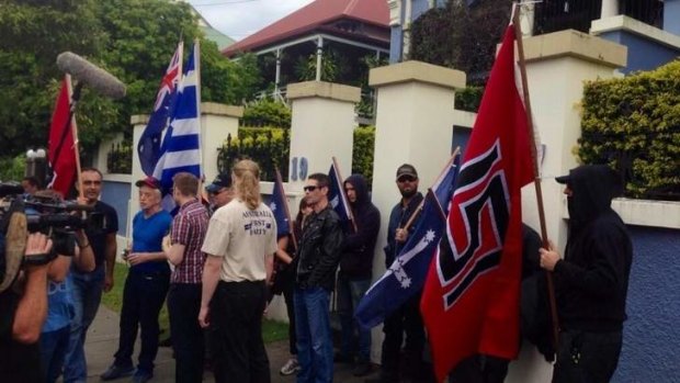 The Australia First Party marches in support of Golden Dawn members.