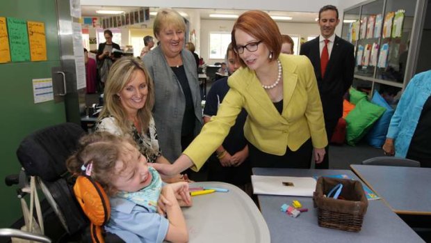Prime Minister Julia Gillard visits Kingsford Smith Primary School in Canberra. She says she has the political will to see the Gonski school funding reforms through.