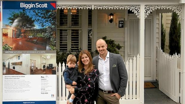 Filling the stocking: Trichelle Jordan, with husband Ben and son Oliver, is hoping for a pre-Christmas sale of their Richmond home.