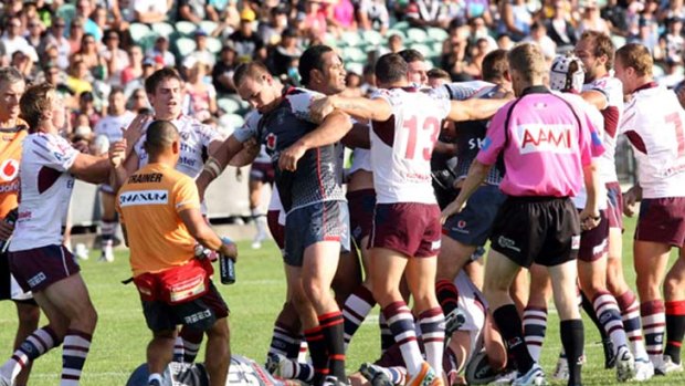 Bad blood &#8230; Warrior Micheal Luck's injury sparked ugly scenes between the New Zealanders and Sea Eagles at North Harbour Stadium.