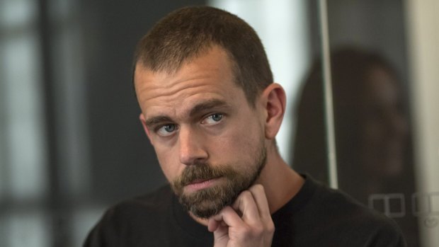 Protesters this week projected messages on Twitter's headquarters in San Francisco after the North Korea tweets, saying that either Trump or chief executive Jack Dorsey, pictured, "must go".