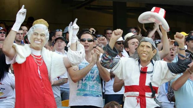Royally tonked ... the Barmy Army was in full cry  as the Poms' display got the imperial seal of approval.