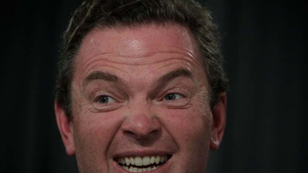 Christopher Pyne  ... used Obama's visit to score points about a Rudd challenge.