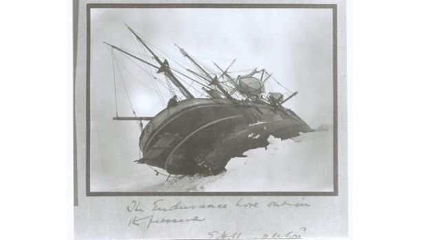 The Endurance is stuck in the ice. Photo by Frank Hurley