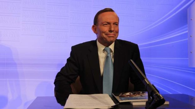 Opposition Leader Tony Abbott addresses the National Press Club in Canberra on Thursday.