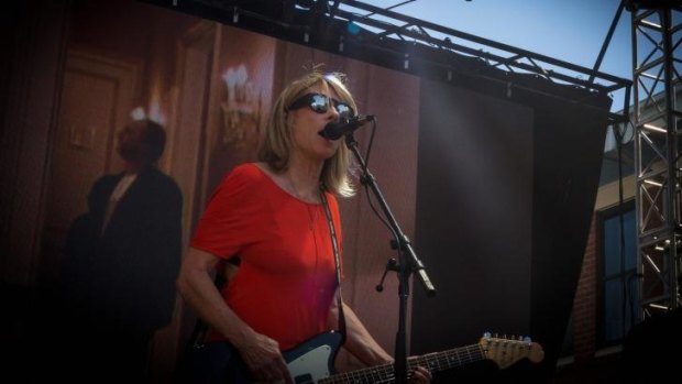 Kim Gordon, formerly of Sonic Youth, performs as Body/Head at the Sugar Mountain Festival.