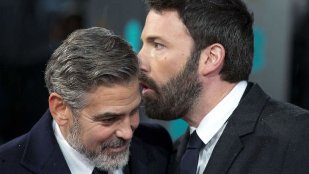 Beards are back ... Ben Affleck and George Clooney at the BAFTAs.