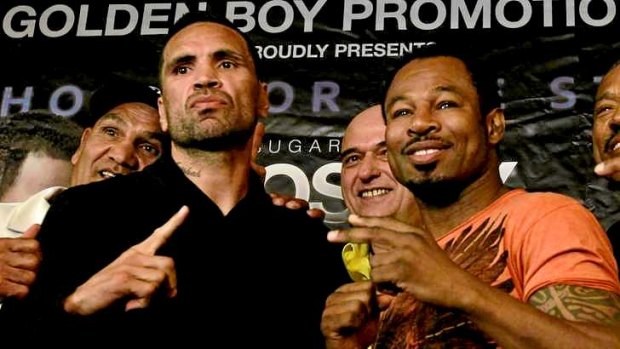 Time for talk almost over: Anthony Mundine and his off-again, on-again opponent Shane Mosley.