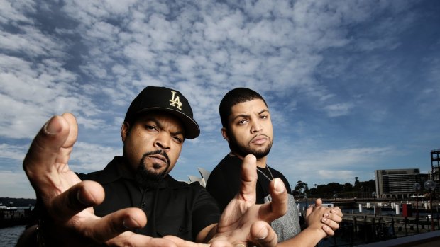 Rapper Ice Cube and his son O'Shea Jackson star in N.W.A. documentary <i>Straight Outta Compton</i>.