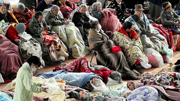 Elderly evacuees at a shelter in northern Japan.