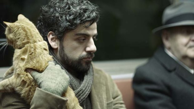 What's new pussycat: Musician Llewyn Davis (Oscar Isaac) is joined on his haphazard journey across New York by his friends' ginger cat.