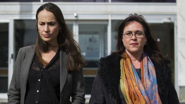 Greenpeace activists Jessica Latona and Heather McCabe leaving the Supreme Court in August.