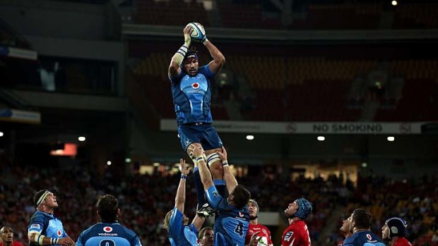 Downed ... an airborne Victor Matfield and his Bulls failed to gain the upper hand over the Reds.