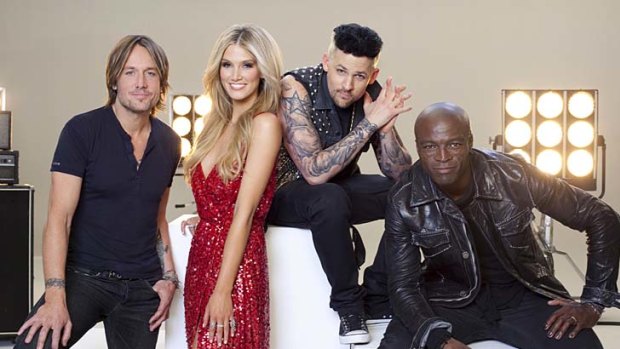 The Voice ... from left, <em>The Voice's</em> Keith Urban, Delta Goodrem, Joel Madden and Seal.