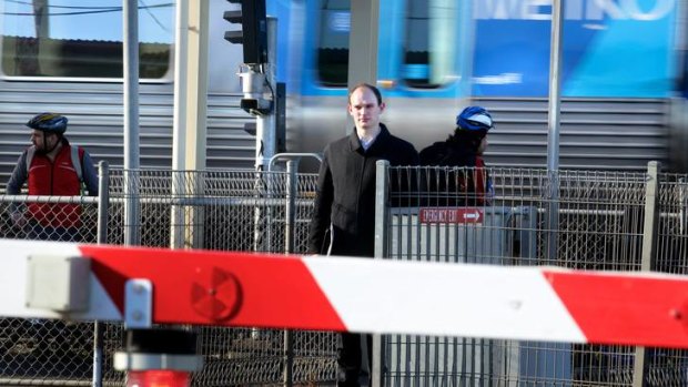 Gregory Currie at Hoppers Crossing railway station, where he was fined for walking through open crossing gates.