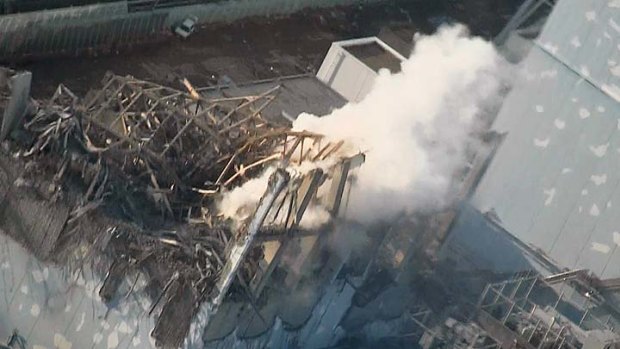 Thick smoke billows from the No. 3 reactor of the Fukushima Daiichi nuclear power plant.
