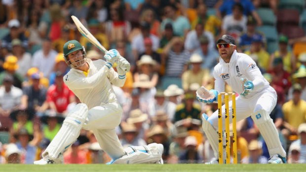 Take that: Michael Clarke hammers another boundary on his way to 113.
