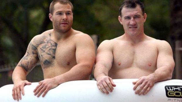 Ice bath: Trent Merrin and Paul Gallen during a Blues' recovery session.