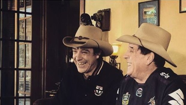 Samuel Johnson with Molly Meldrum. Johnson plays Molly in the mini series.