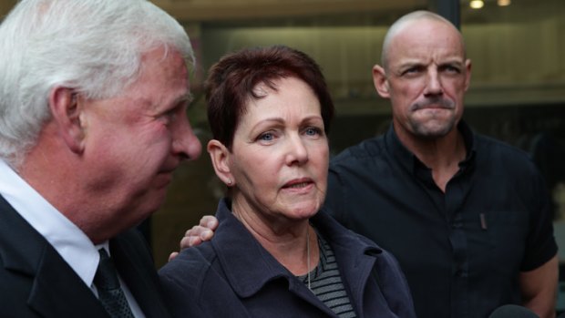 Disappointed: Melissa Ryan's parents Phil and Liz O'Donnell and fiance Wayne Belford outside the court.