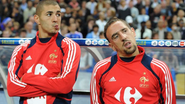 Karim Benzema (left) and Franck Ribery (right) in 2009.