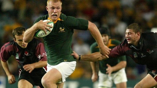 Long career: Schalk Burger on his Test debut against Georgia in Sydney during the 2003 World Cup.