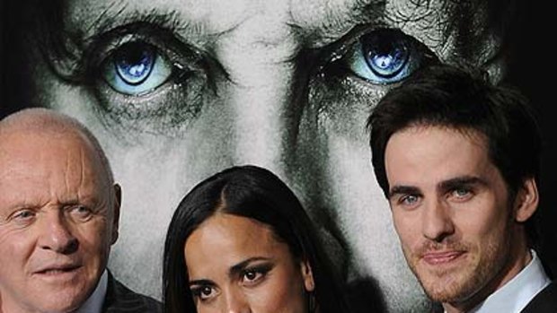 The stars of The Rite  -  Anthony Hopkins, Alice Braga and Colin O'Donoghue  at the world premiere in Hollywood.