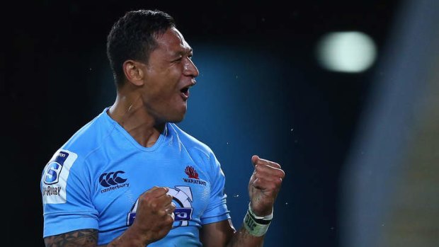 No Plan B: Bombing Waratahs fullback Israel Folau did not work for the Queensland Reds, try as they might.
