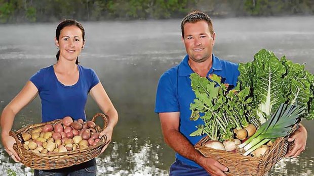 Certified... Matt and Sue Simmons with their produce.