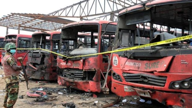 Growing terror: the aftermath of the April 14 bomb blast, which killed 75 people in the Nigerian capital Abuja.