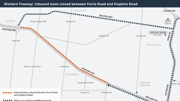 Closures on the Western Freeway.