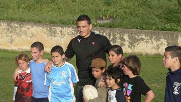 In the frame ... Sonny Bill Williams took time out from his duties with Toulon to coach some youngsters in the Marseilles XIII Future rugby league club.