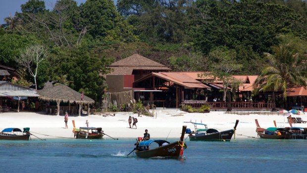 Longtail boats off Pattaya Beach, Koh Lipe.