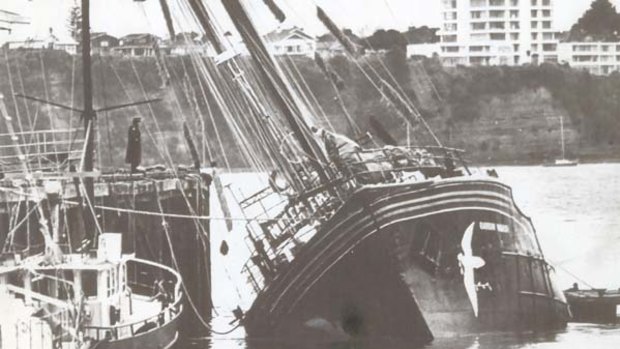 The Greenpeace vessel Rainbow Warrior after it was sunk by two explosions in an Auckland harbour in 1985..